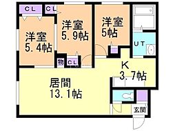 グランルース手稲富丘 3LDKの間取図画像
