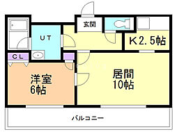グリニッジタウン西札幌 1LDKの間取図画像