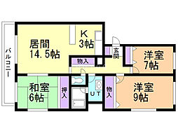 二十四軒ライフシティ 3LDKの間取図画像