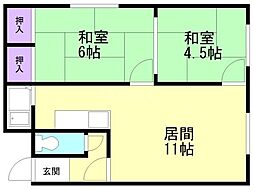 ウエスト37 2LDKの間取図画像