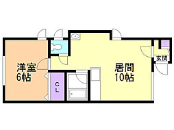 シャトーレ・マドカ山の手2 1LDKの間取図画像