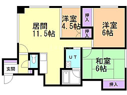 第二ハイツ寿 3LDKの間取図画像