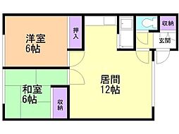 清水ハイツ 2LDKの間取図画像