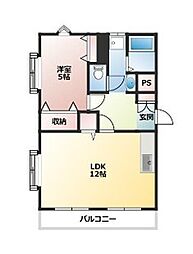 ベルメゾン・クレスト 1LDKの間取図画像