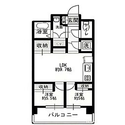 川口中青木第2ローヤルコーポ 2LDKの間取図画像