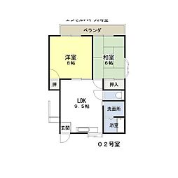 エンゼルハイツB 2LDKの間取図画像