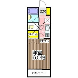 ロイヤルマーチ上戸田 1Kの間取図画像