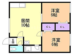 コーポひまわりA 2LDKの間取図画像