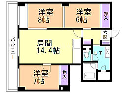 三和ハイツ本郷 3LDKの間取図画像