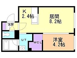 札幌市営東西線 菊水駅 徒歩3分の賃貸マンション 2階1LDKの間取り