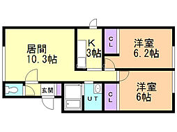 ルミエール北郷1−4 2階/201