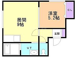 サウス南郷 1LDKの間取図画像