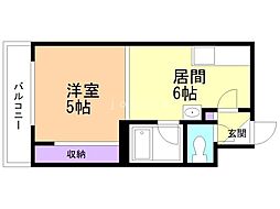 ローレルシャトー 1DKの間取図画像