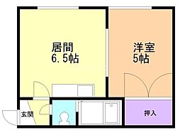 グランドール.鈴木 1DKの間取図画像