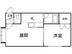ウエストヴィレッヂ2 1DKの間取図画像