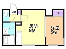 クリスタルN9 1LDKの間取図画像