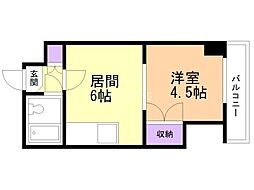 藤井ビル菊水1 1DKの間取図画像