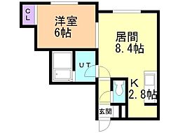 ヴィヴァーチェ白石 1LDKの間取図画像