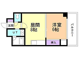 クリスタルコート 1LDKの間取図画像
