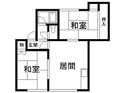 春宮マンション 2LDKの間取図画像