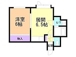 シンフォニックガーデン東札幌 1DKの間取図画像
