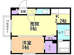 グランメール栄通6 1LDKの間取図画像