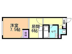 サンライズ札幌 1LDKの間取図画像