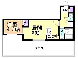 ラクラス大通東 1LDKの間取図画像