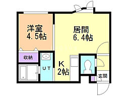 ガーデンヴィラ本通 1LDKの間取図画像