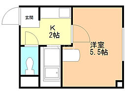 リベルタ平和通 1Kの間取図画像
