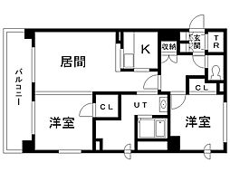 ヒルズ白石本通り 2LDKの間取図画像