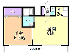 小田ビル 1LDKの間取図画像
