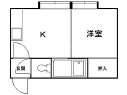 アーバンハイムA 1DKの間取図画像