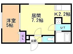 札幌市白石区本通13丁目南マンション 1LDKの間取図画像