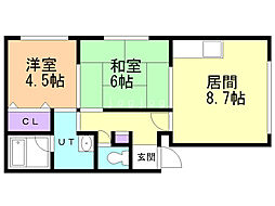 タケミハイツ 2DKの間取図画像