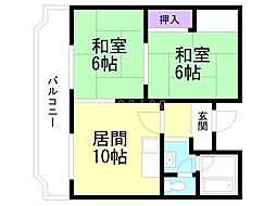 マンション進幹 2LDKの間取図画像