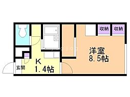 レオパレスアクシス北郷 1Kの間取図画像