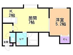 マイステイズ白石 1LDKの間取図画像