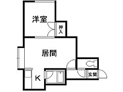 クレスト本通 1DKの間取図画像