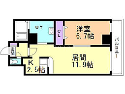エステラ東札幌 1LDKの間取図画像