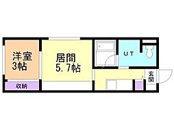 メニーズコート南郷13st 1DKの間取図画像