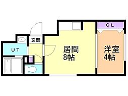 フラットJ南郷通 1LDKの間取図画像