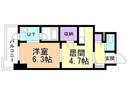 KDXレジデンス菊水四条 1LDKの間取図画像
