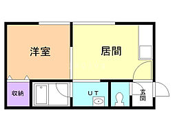 ラベンダータウン 1DKの間取図画像
