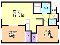 ホーリーコート菊水 2LDKの間取図画像
