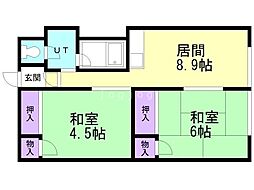 KJビル5 2DKの間取図画像