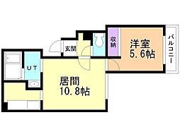 アイアール東札幌 1LDKの間取図画像