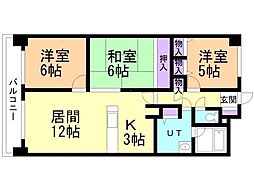 グランメール平和通南 3LDKの間取図画像