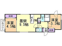 ElFrente 2LDKの間取図画像