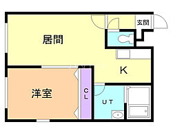 ステージノア東札幌 1LDKの間取図画像